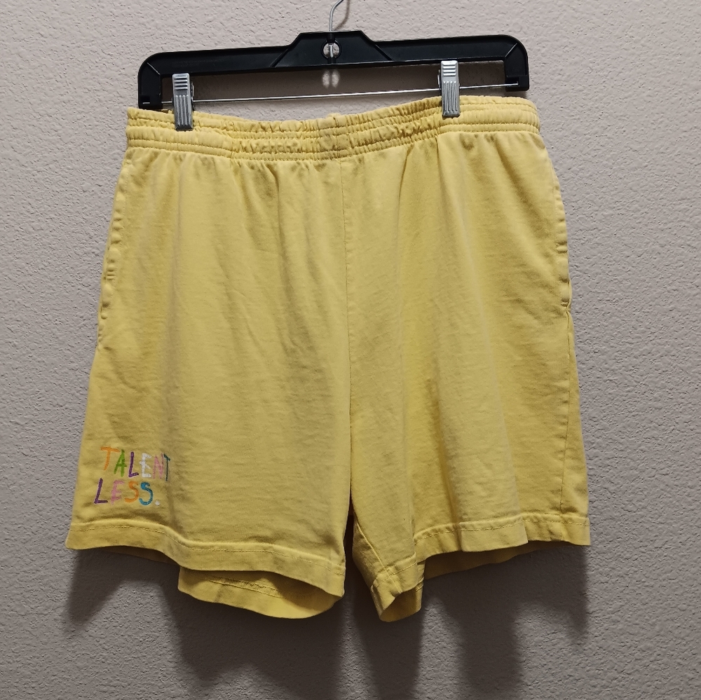 Talentless Activewear Shorts Large Drawstring Pockets Logo Yellow
